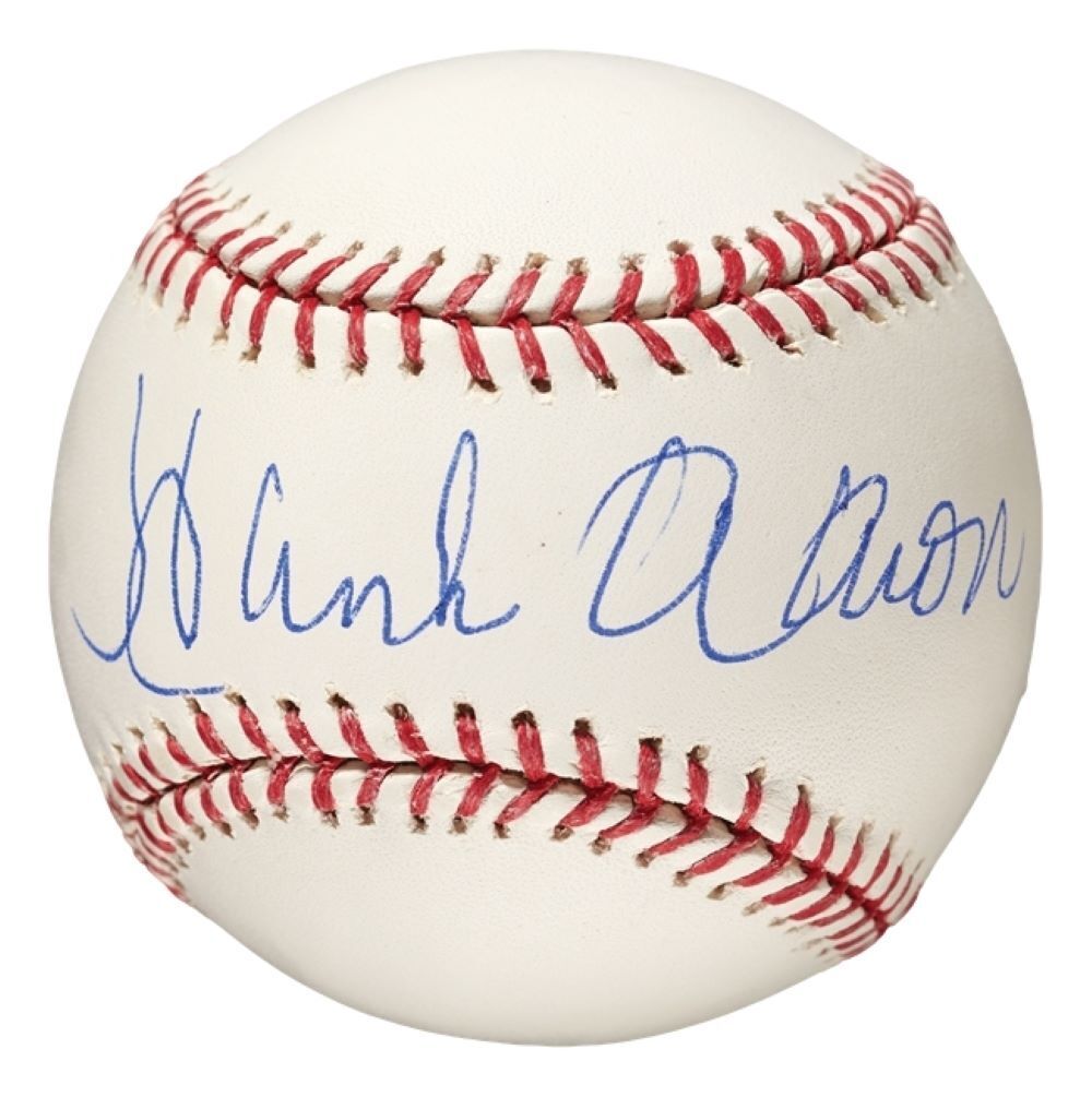 Hank Aaron Milwaukee Braves Signed Official MLB Baseball Steiner Sports Hologram Image 1