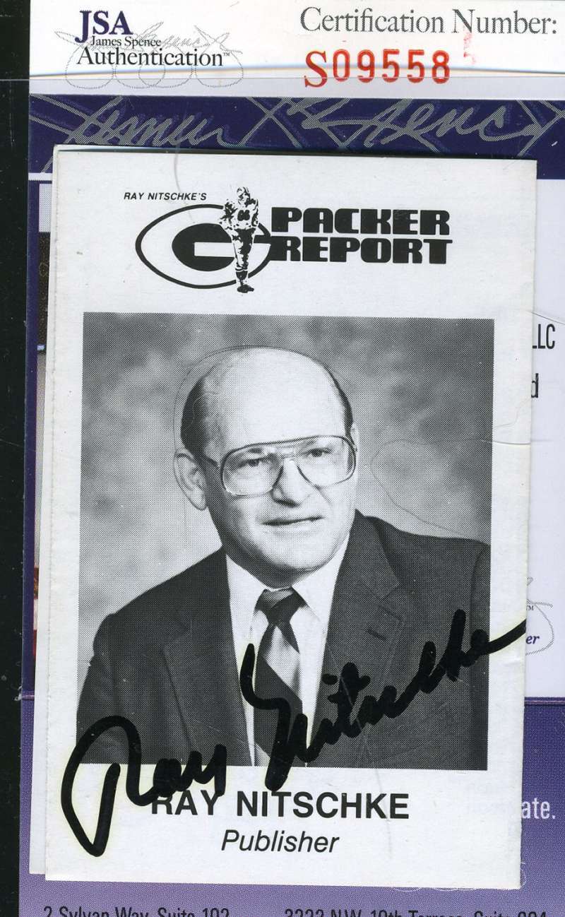 Ray Nitschke 1989 Packers Schedule Card Jsa Coa Authentic Autograph Hand Signed Image 1