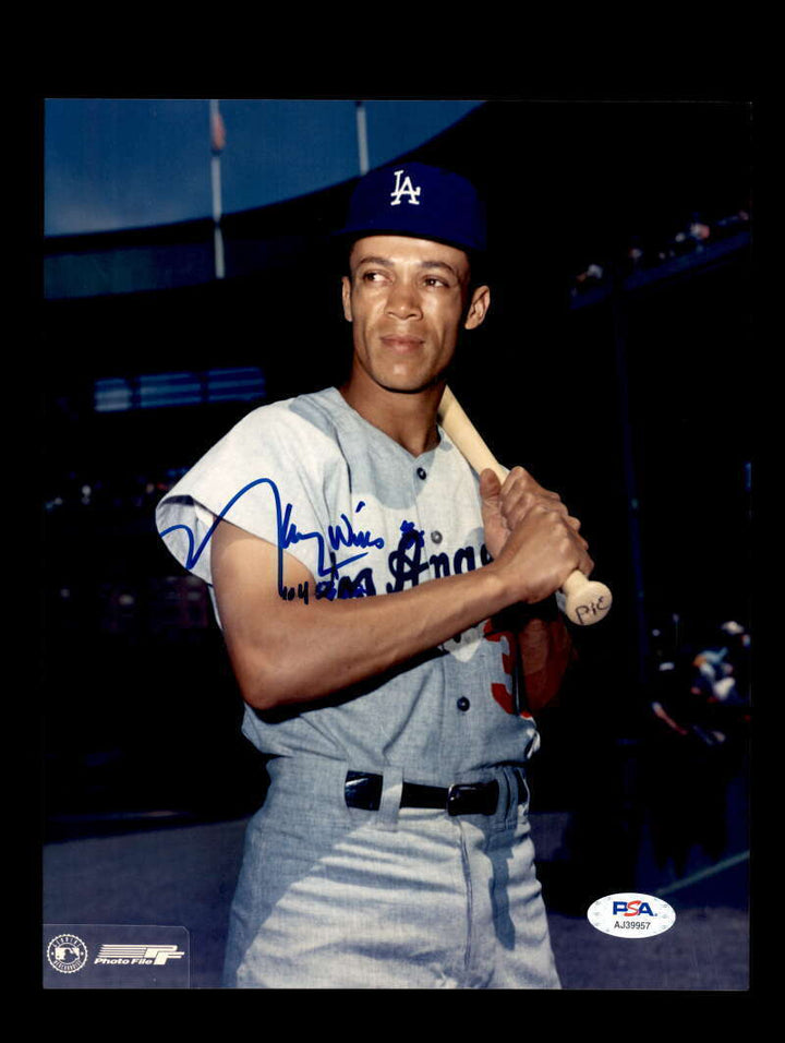 Maury Wills PSA DNA Coa Signed 8x10 Photo Dodgers Autograph Image 1