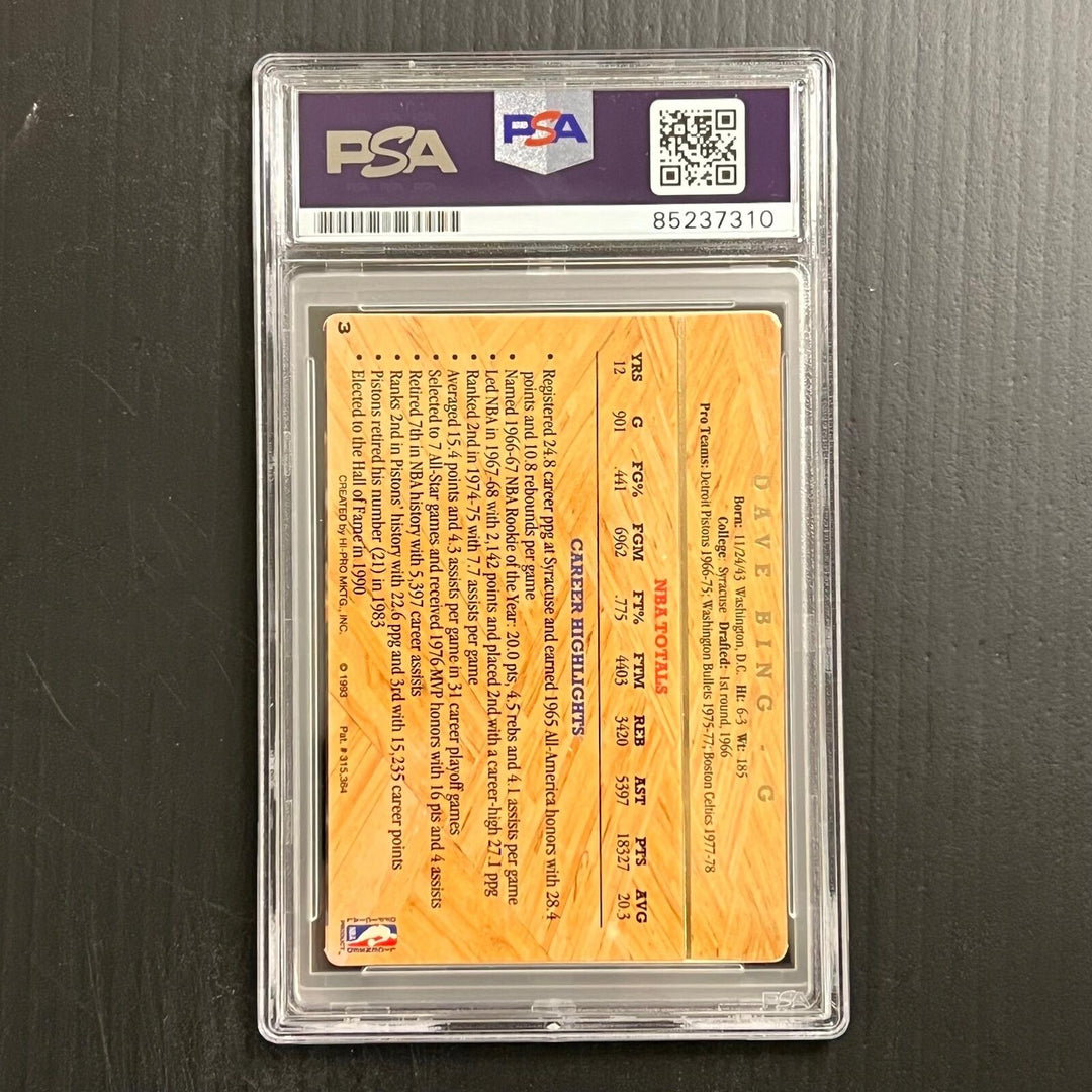 1993 Action Packed One of One Dave Bing Signed Card PSA Slabbed Pistons Image 2