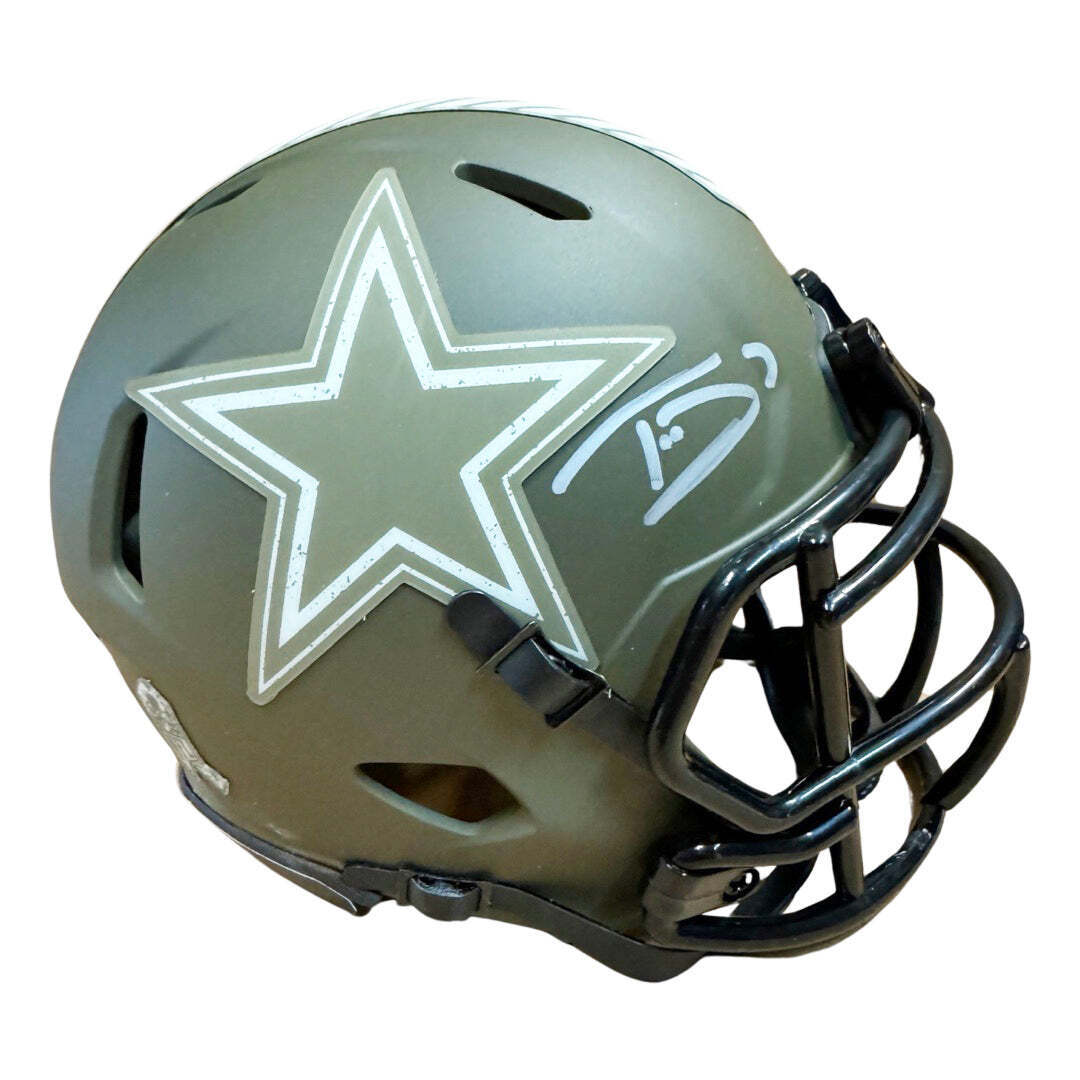 Trevon Diggs Signed Dallas Cowboys Salute to Service Speed Mini Football Helmet Image 1