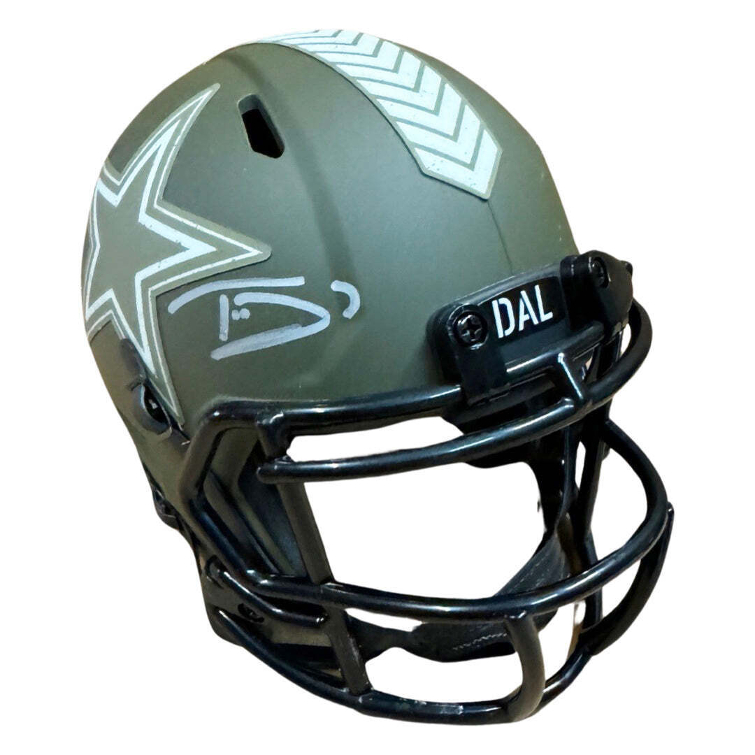 Trevon Diggs Signed Dallas Cowboys Salute to Service Speed Mini Football Helmet Image 2
