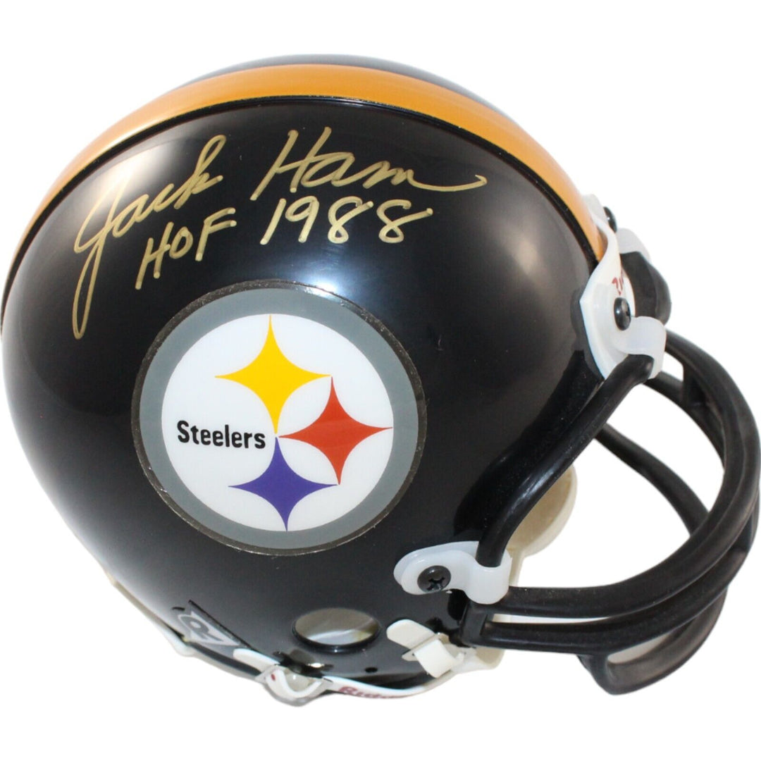 Jack Ham Signed Pittsburgh Steelers VSR4 Replica Mini Helmet HOF BAS 44217 Image 1