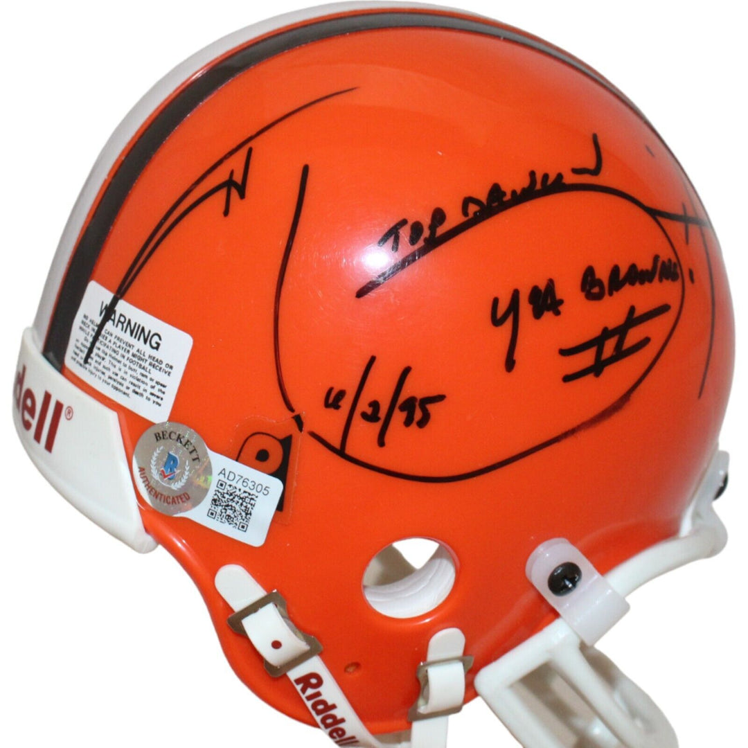 Hanford Dixon Signed "Twice" Browns VSR4 Replica Mini Helmet BAS 44186 Image 2