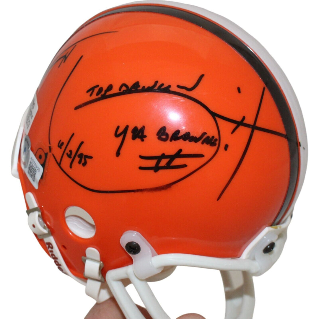 Hanford Dixon Signed "Twice" Browns VSR4 Replica Mini Helmet BAS 44186 Image 3
