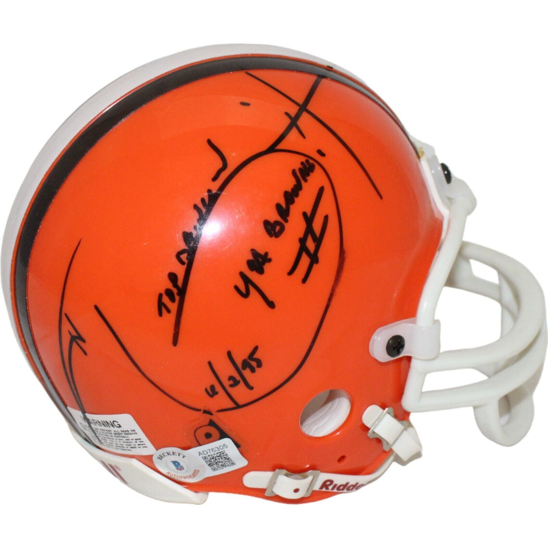 Hanford Dixon Signed "Twice" Browns VSR4 Replica Mini Helmet BAS 44186 Image 9