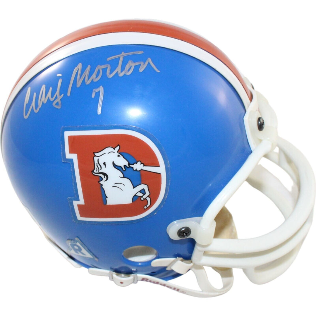 Craig Morton Autographed Denver Broncos VSR4 Replica Mini Helmet BAS 44199 Image 1