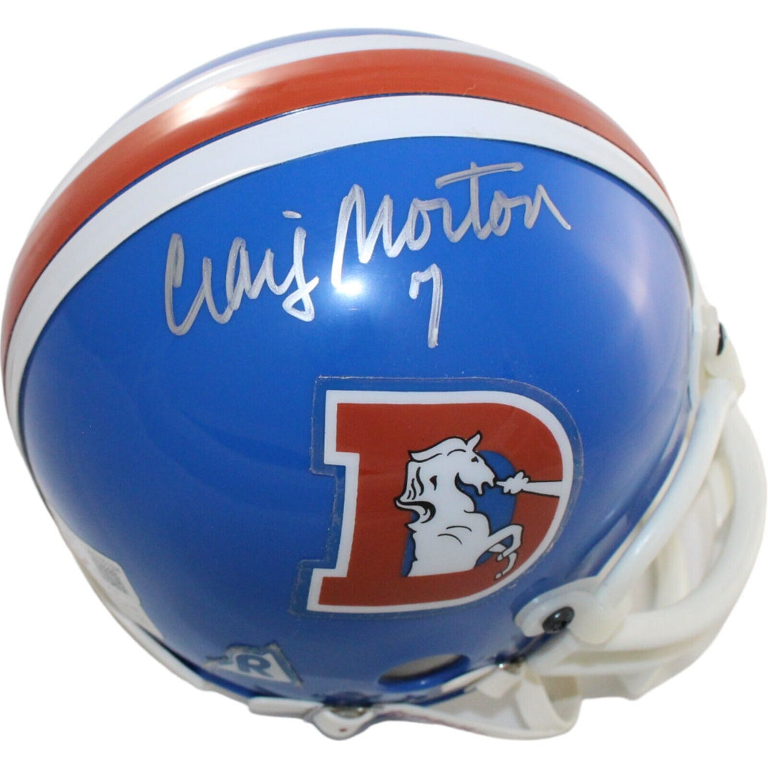 Craig Morton Autographed Denver Broncos VSR4 Replica Mini Helmet BAS 44199 Image 2