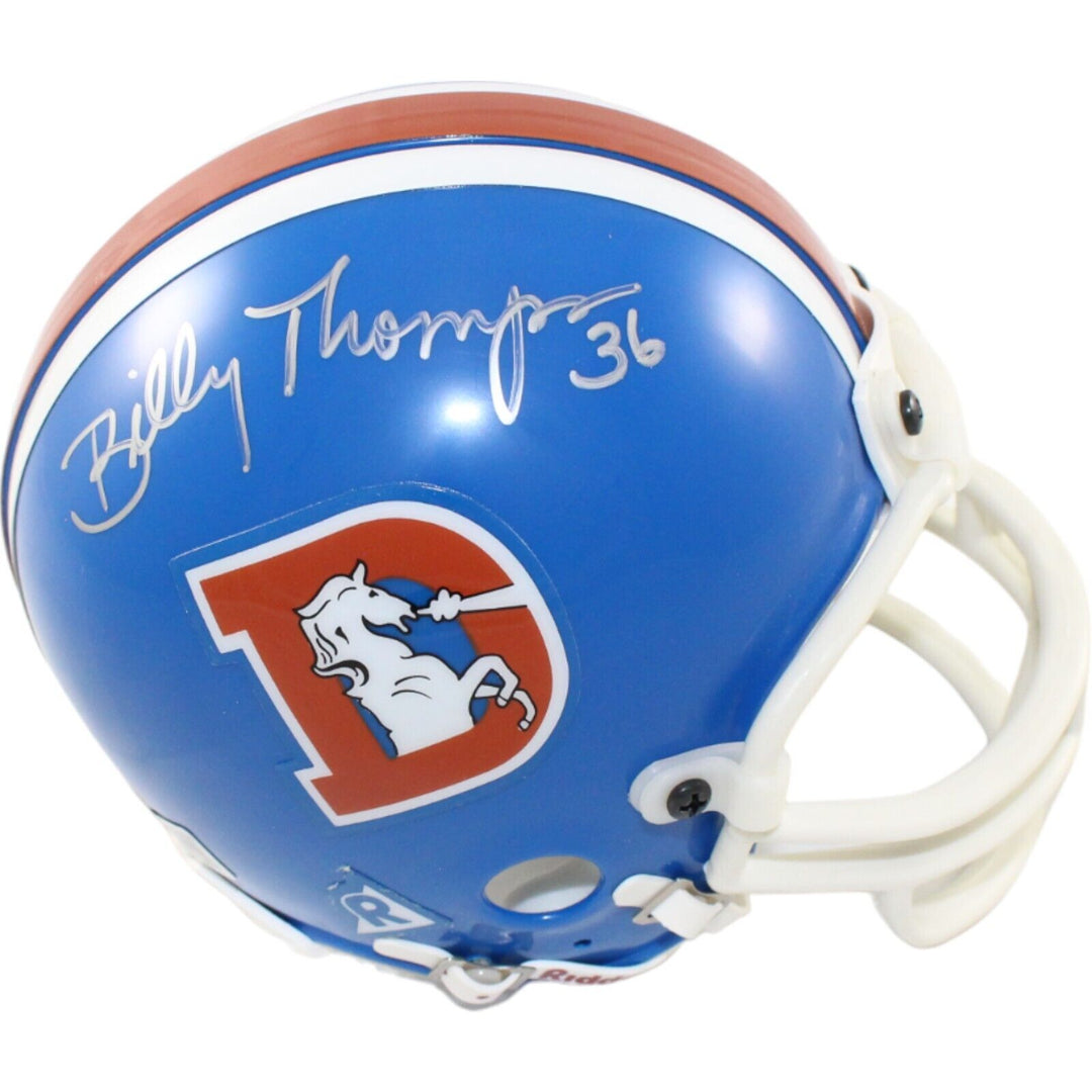 Billy Thompson Signed Denver Broncos VSR4 TB Replica Mini Helmet BAS 44249 Image 1