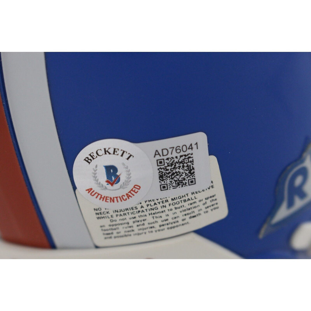Karl Mecklenburg Signed Denver Broncos VSR4 TB Replica Mini Helmet BAS 44248 Image 4