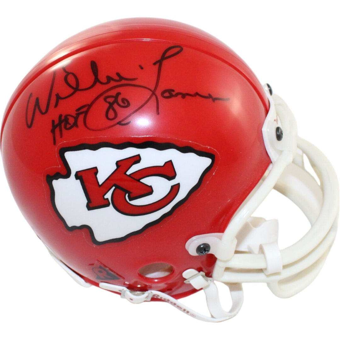 Willie Lanier Signed Kansas City Chiefs VSR4 Replica Mini Helmet HOF BAS 44230 Image 1