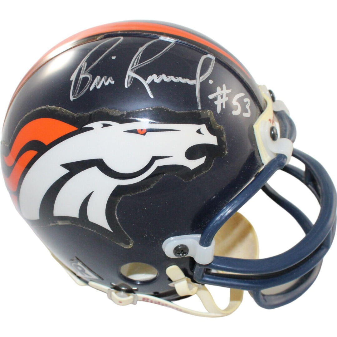 Bill Romanowski Signed Denver Broncos VSR4 replica Mini Helmet BAS 44175 Image 1