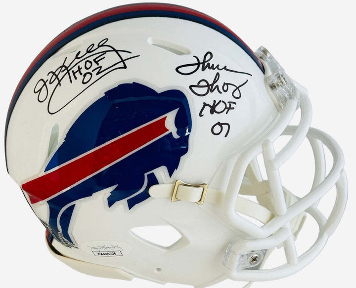 Jim Kelly Thurman Thomas Bruce Smith Signed Buffalo Bills Mini Helmet (JSA) Image 1