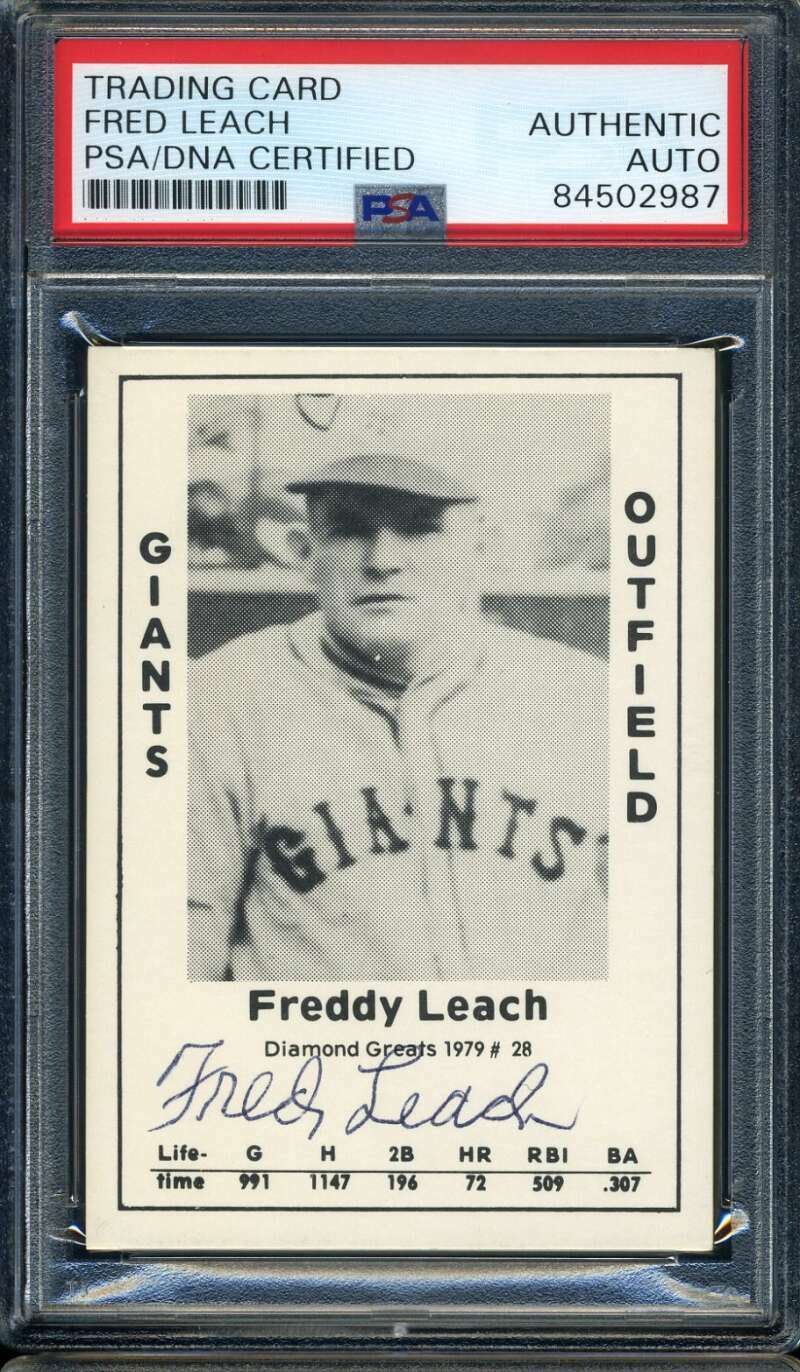 Freddy Leach PSA DNA Signed 1979 Diamond Greats Autograph New York Giants Image 1