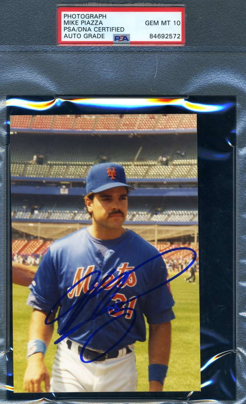 Mike Piazza Gem Mint 10 PSA DNA Signed Original Photo New York Mets Autograph Image 1