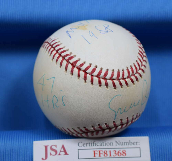 Ernie Banks Cubs Stat JSA Coa Autograph Major League OML Hand Signed BasebaLL Image 1