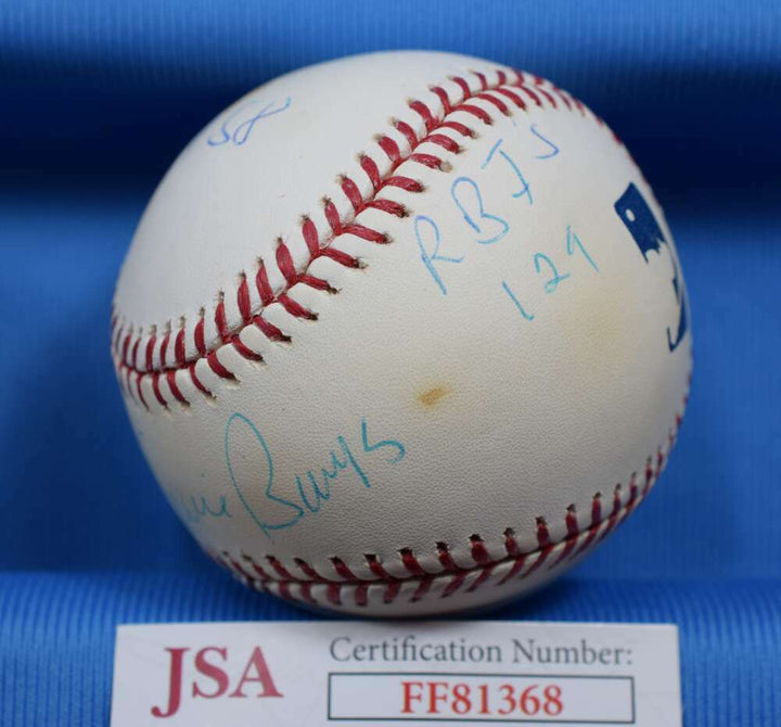Ernie Banks Cubs Stat JSA Coa Autograph Major League OML Hand Signed BasebaLL Image 2