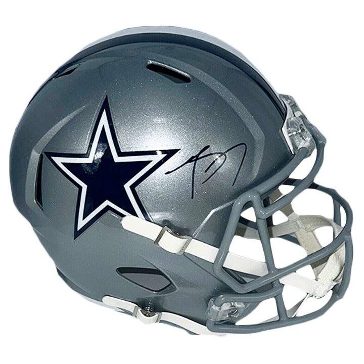 Trevon Diggs Signed Dallas Cowboys Full-Size Replica Speed Silver Football Helme Image 1