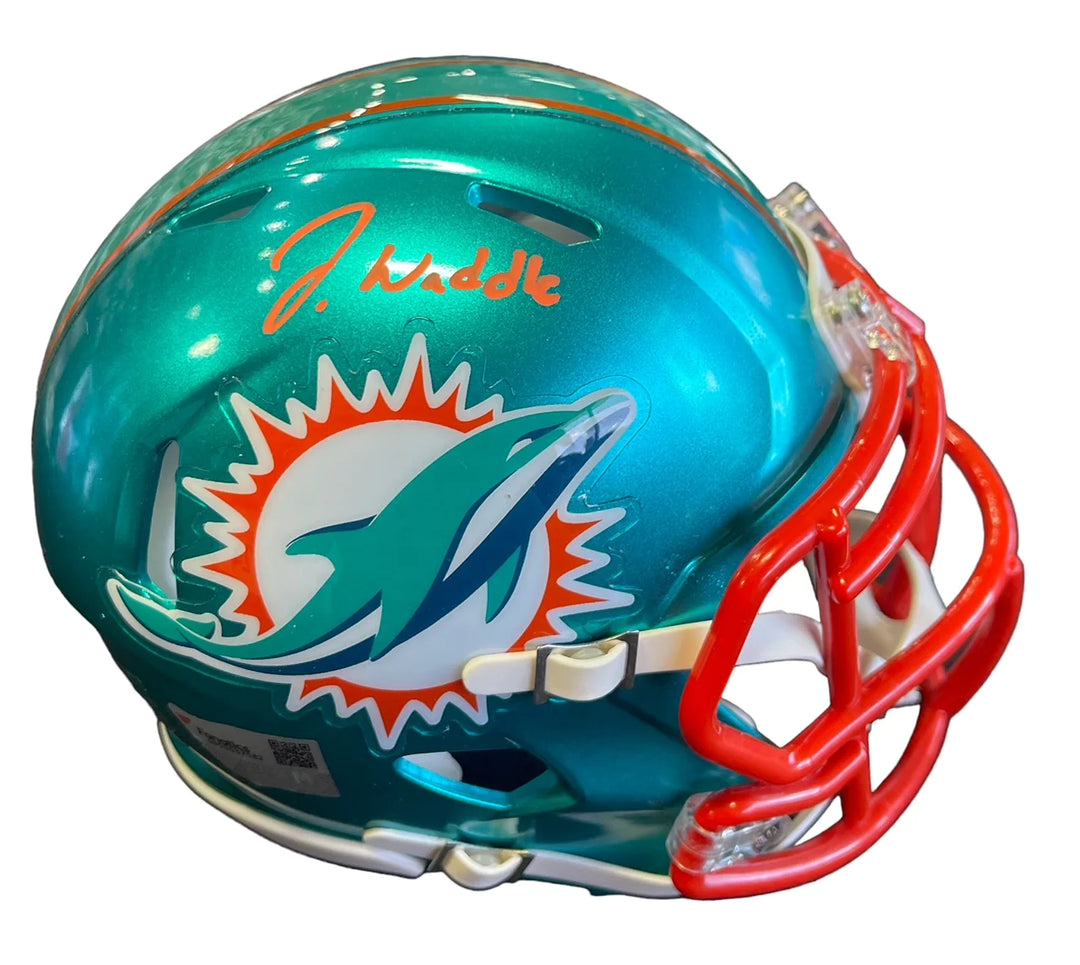 Jaylen Waddle Autographed Miami Dolphins Flash Mini Helmet (Fanatics) Image 1