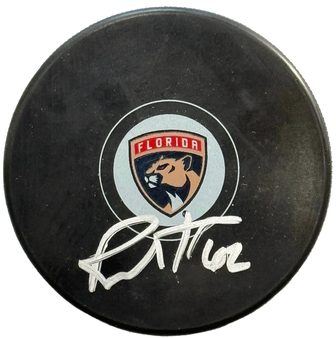 Brandon Montour Autographed Florida Panthers Logo Puck (JSA) Image 1