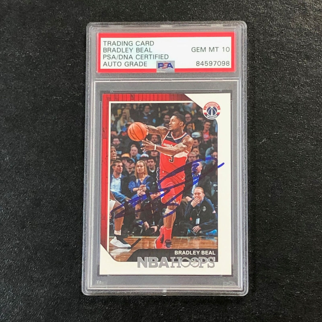 2018-19 NBA Hoops #9 Bradley Beal Signed Card AUTO 10 PSA Slabbed Wizards Image 1
