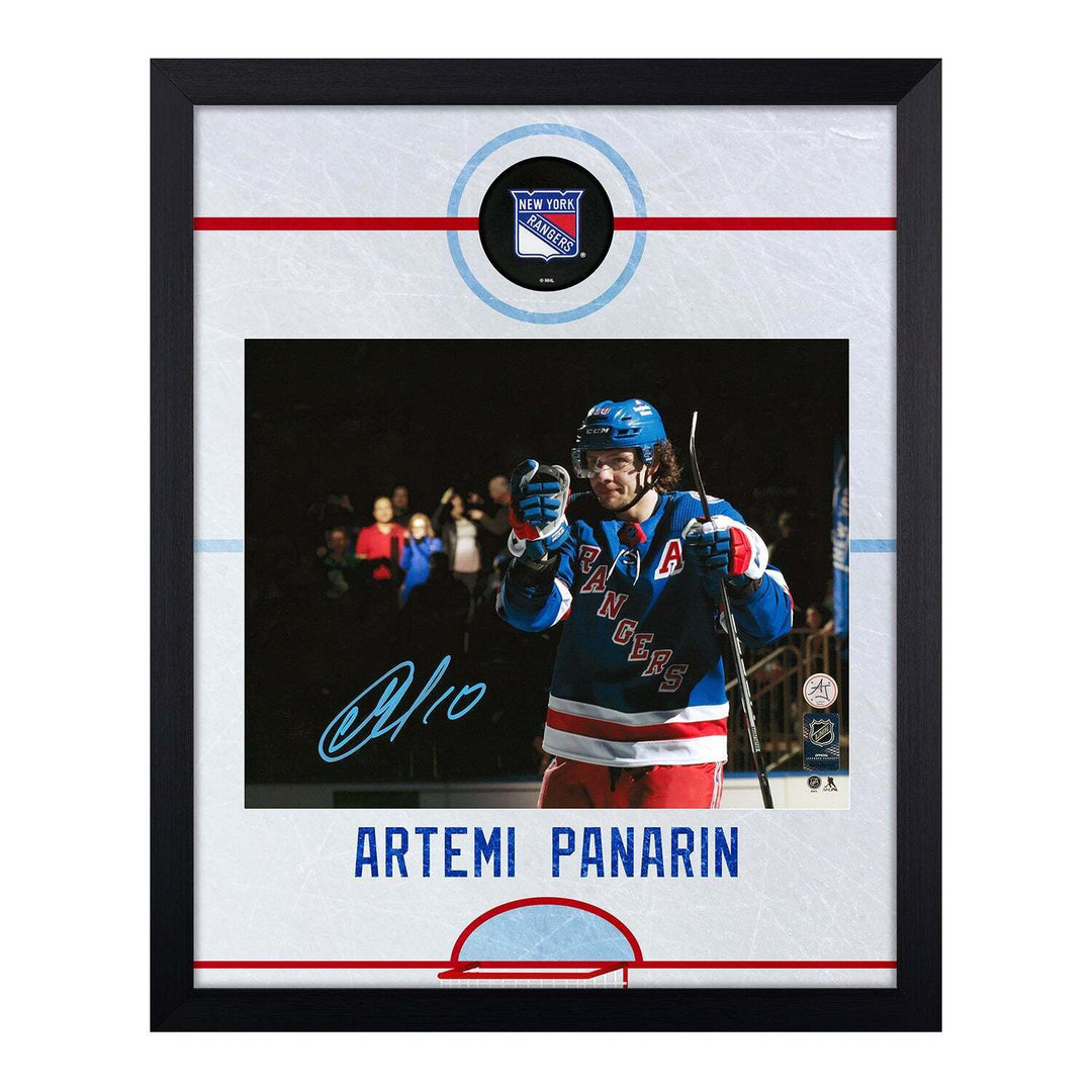 Artemi Panarin Signed New York Rangers Graphic Rink 19x23 Frame Image 1
