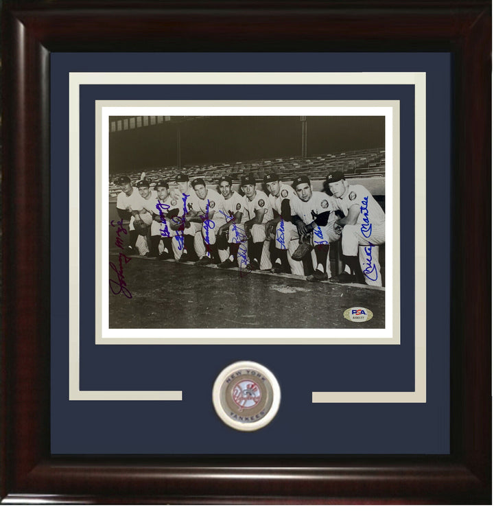 1952 Mickey Mantle Yogi Berra Yankees Team Signed 8x10 photo framed 8 Auto PSA Image 1