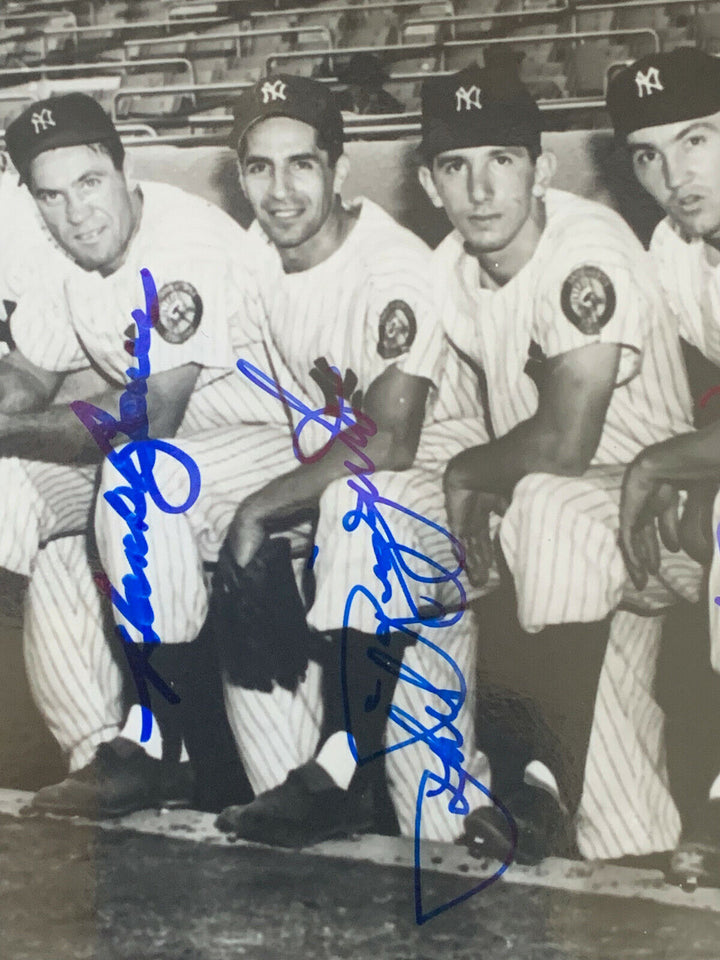 1952 Mickey Mantle Yogi Berra Yankees Team Signed 8x10 photo framed 8 Auto PSA Image 4