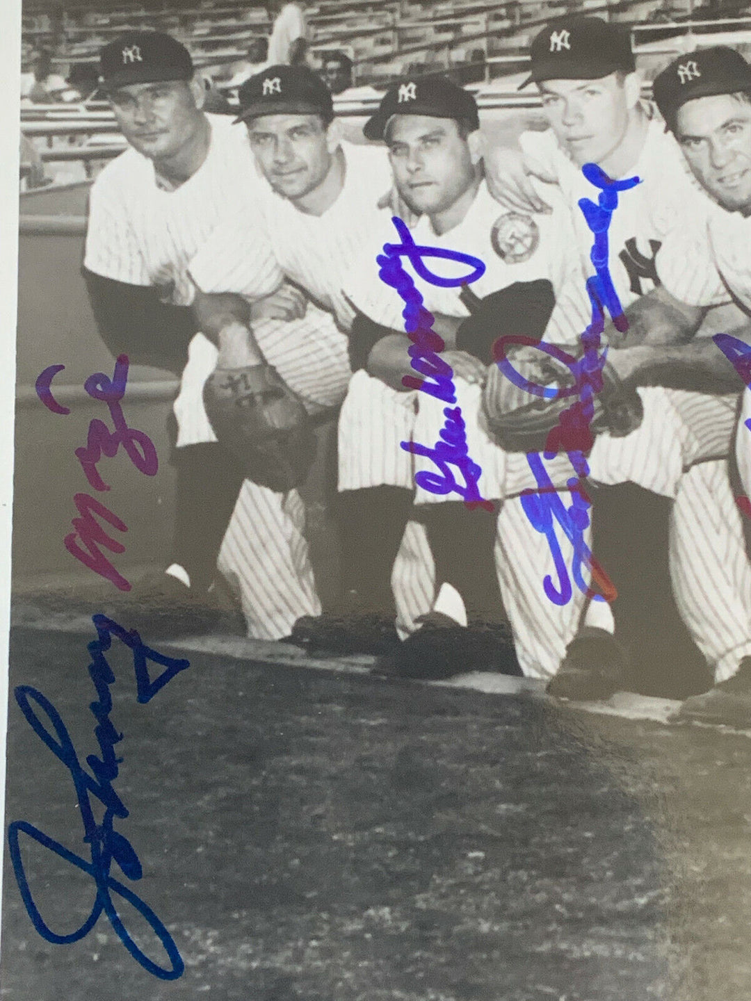 1952 Mickey Mantle Yogi Berra Yankees Team Signed 8x10 photo framed 8 Auto PSA Image 5