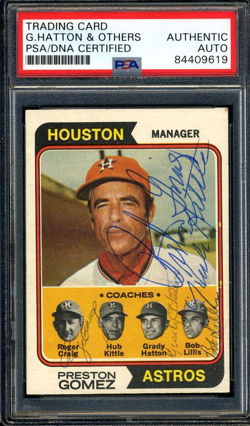Astros Team Coaches PSA DNA Coa Signed By All 5 1974 Topps Autograph Image 1