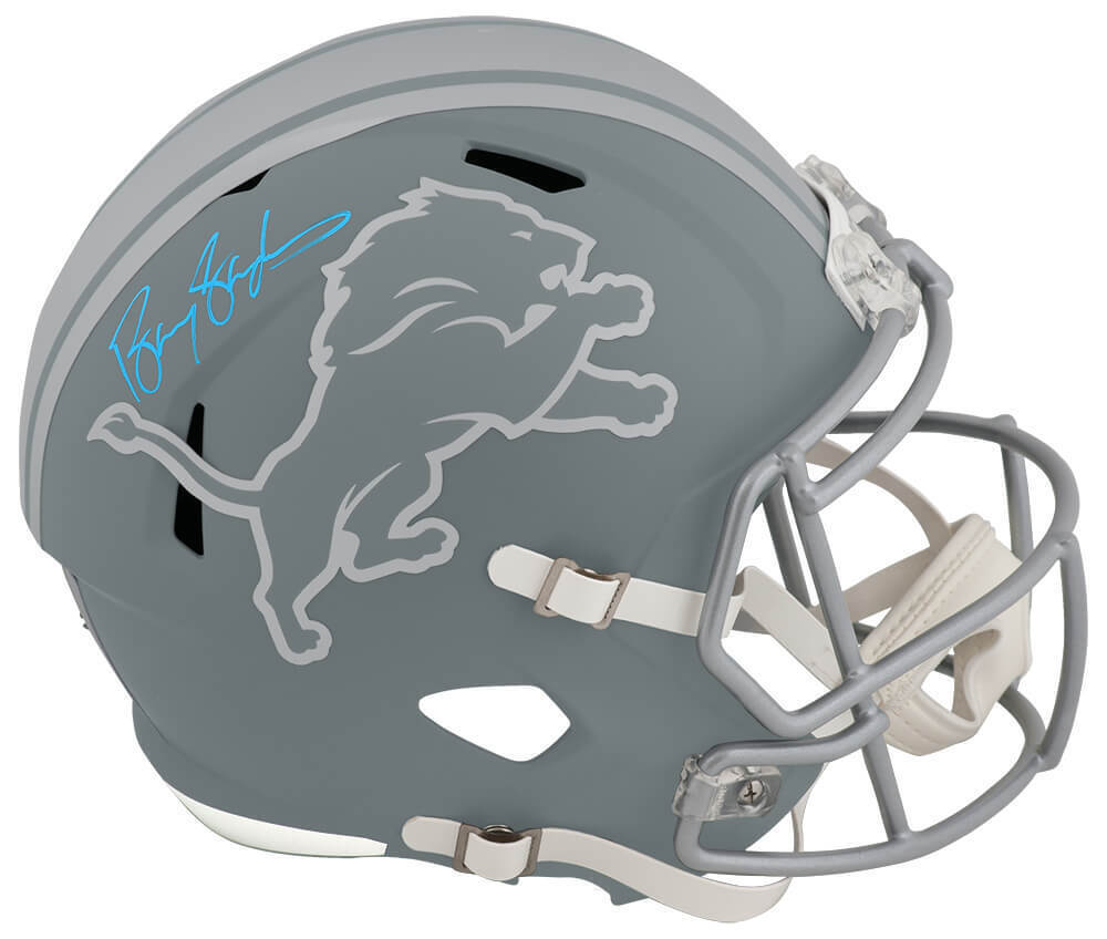 Barry Sanders Signed Lions SLATE Riddell Full Size Replica Helmet (SCHWARTZ COA) Image 1