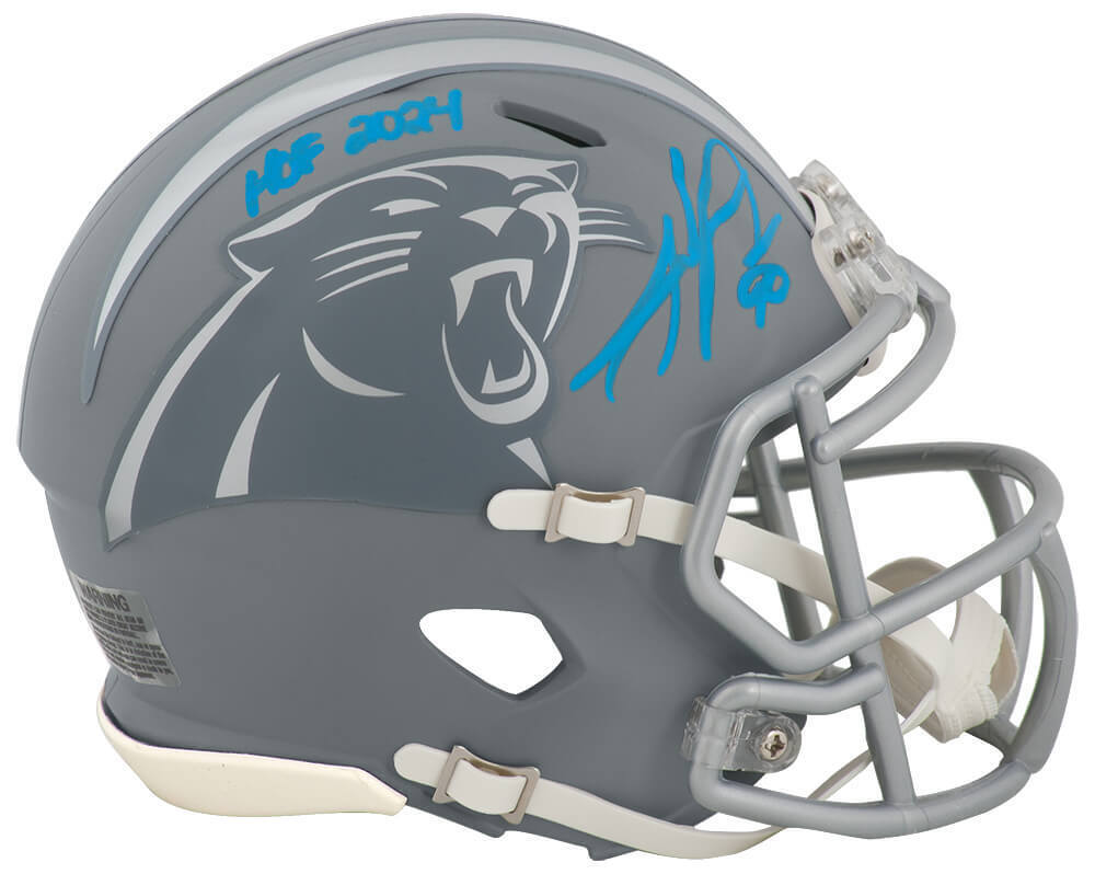 Julius Peppers Signed Panthers SLATE Riddell Mini Helmet w/HOF 2024 - (SS COA) Image 1
