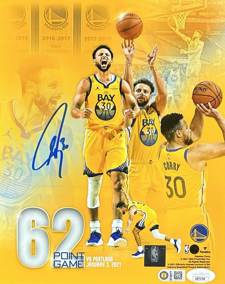 Stephen Curry Signed 8x10 Framed Photo Collage 62 Point Game Auto Warriors JSA Image 2