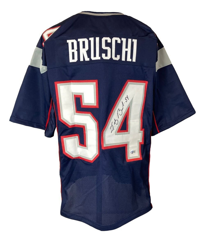 Tedy Bruschi New England Signed Navy Blue Football Jersey BAS Image 1