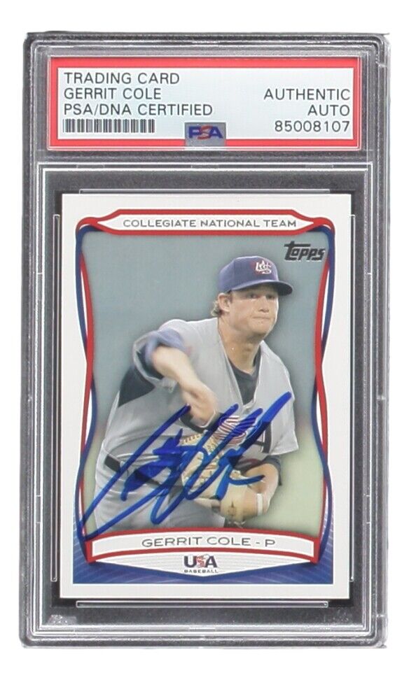 Gerrit Cole Signed 2010 Topps USA #USA-25 Pirates Rookie Card PSA/DNA Image 1