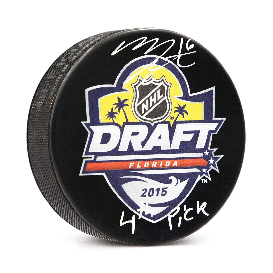 Mitch Marner Signed 2015 NHL Entry Draft Puck with 4th Pick Note Image 1