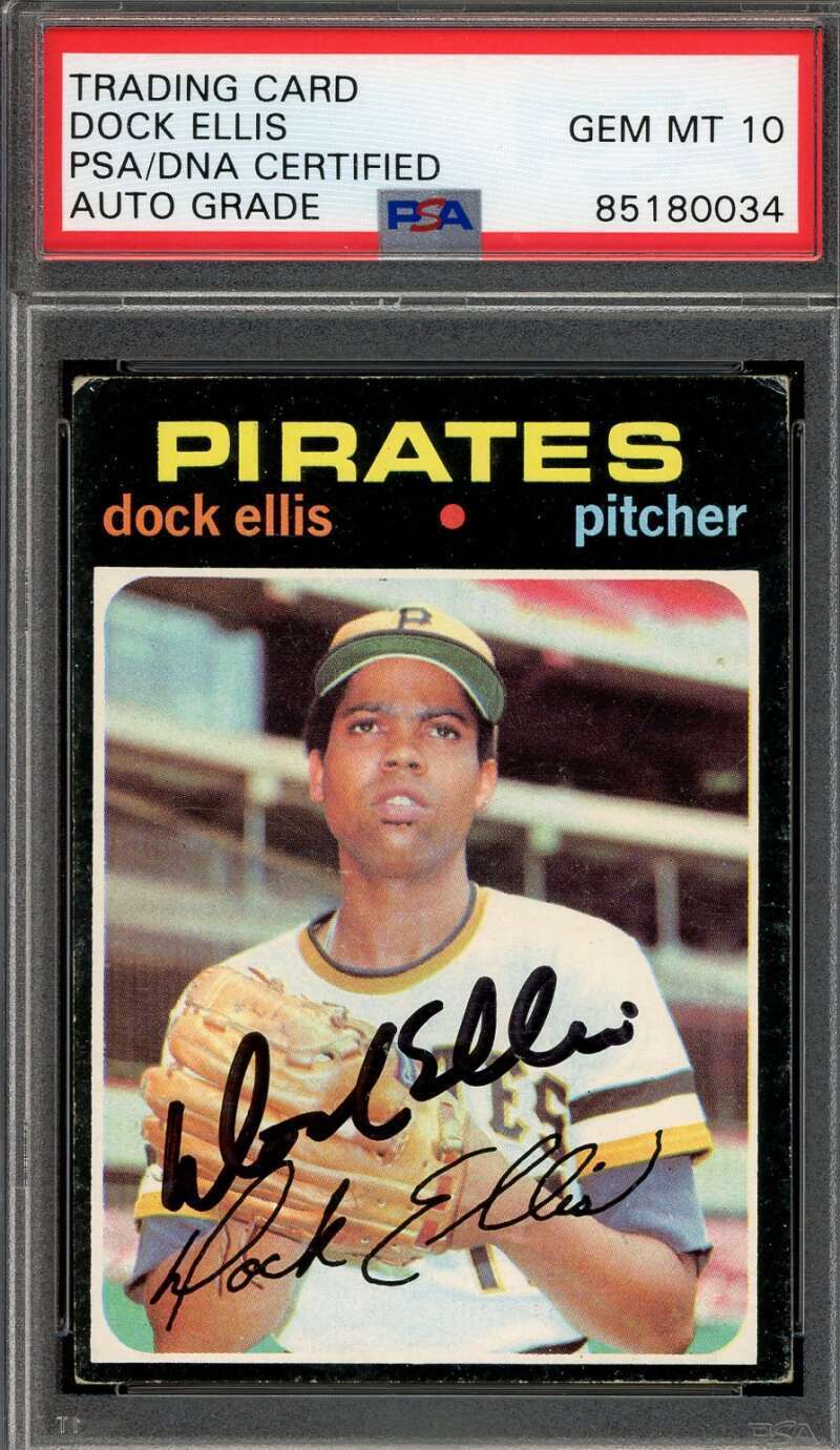 Dock Ellis Gem Mint 10 PSA DNA Signed 1971 Topps Autograph Image 1