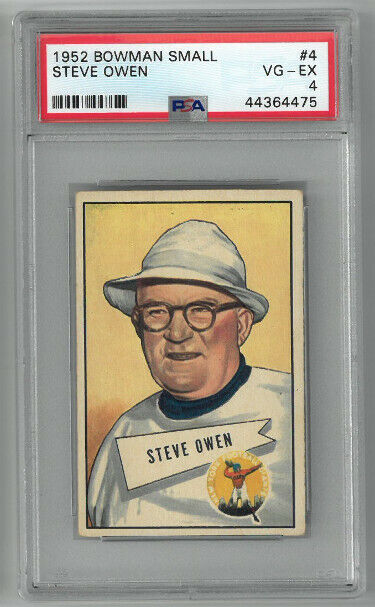 Steve Owen New York Giants 1952 Bowman Small Card #4- PSA Graded 4 Very Good- Ex Image 1