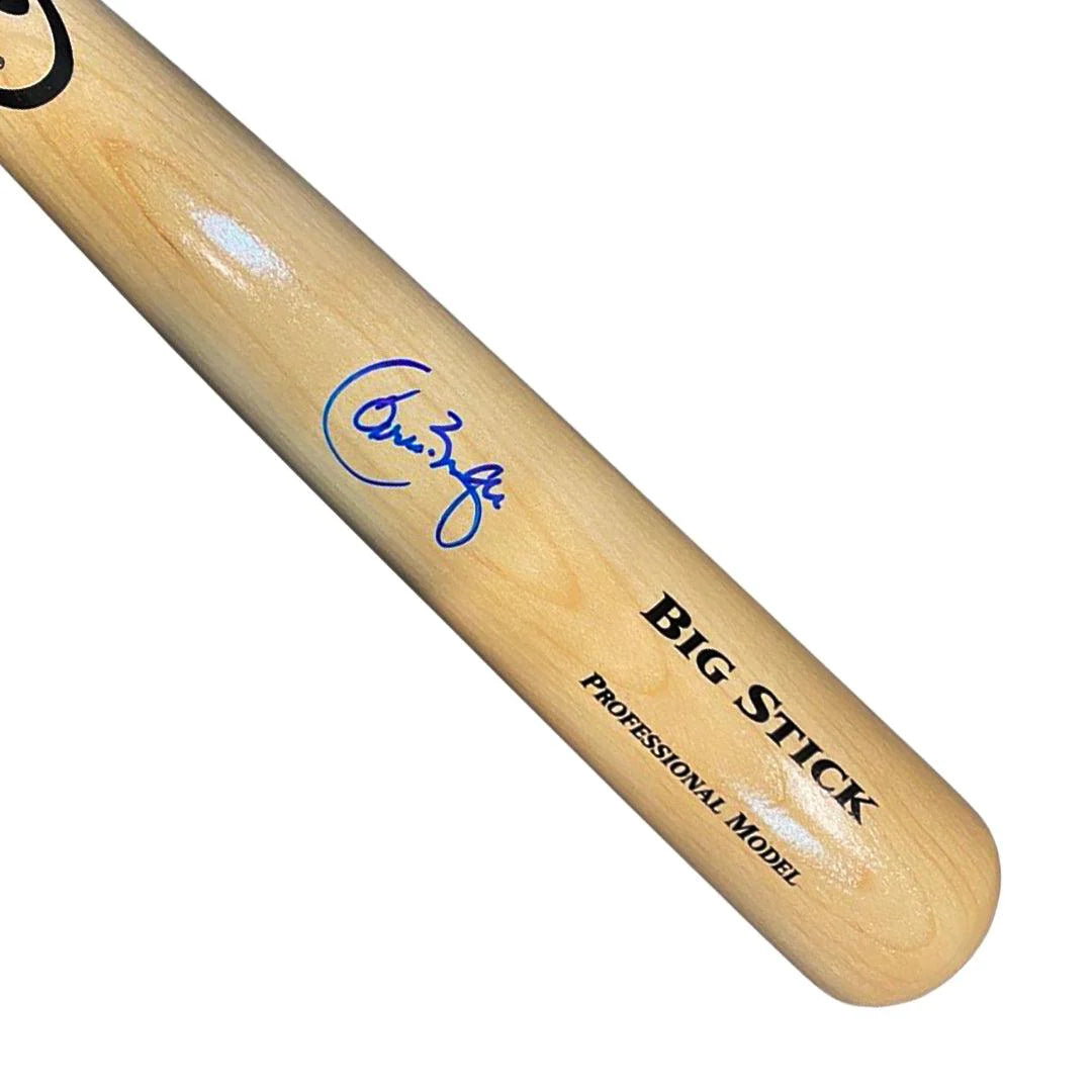 Carlos Baerga Signed Rawlings Pro Blonde Red Ring Baseball Bat (JSA) Image 1