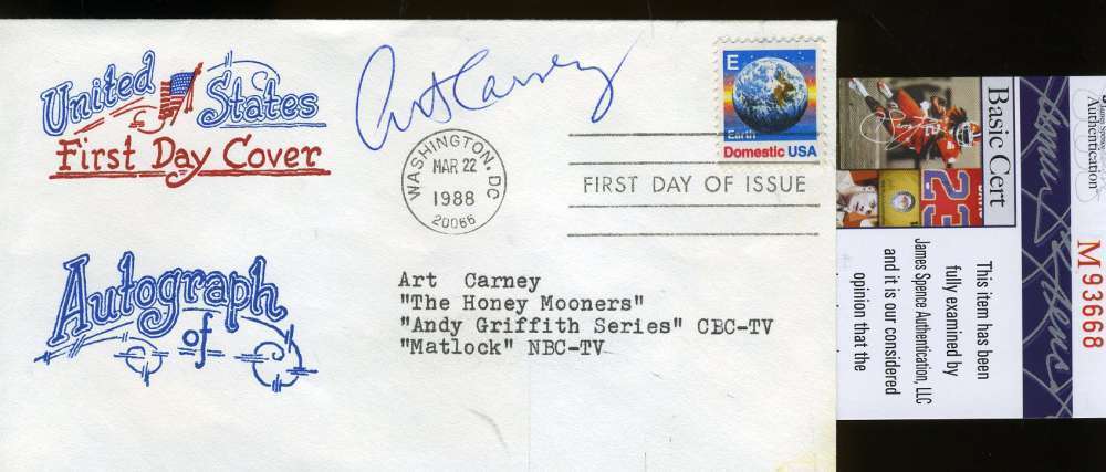 Art Carney Signed Jsa Certified Certified Fdc First Day Cover Authenticated Auto Image 1