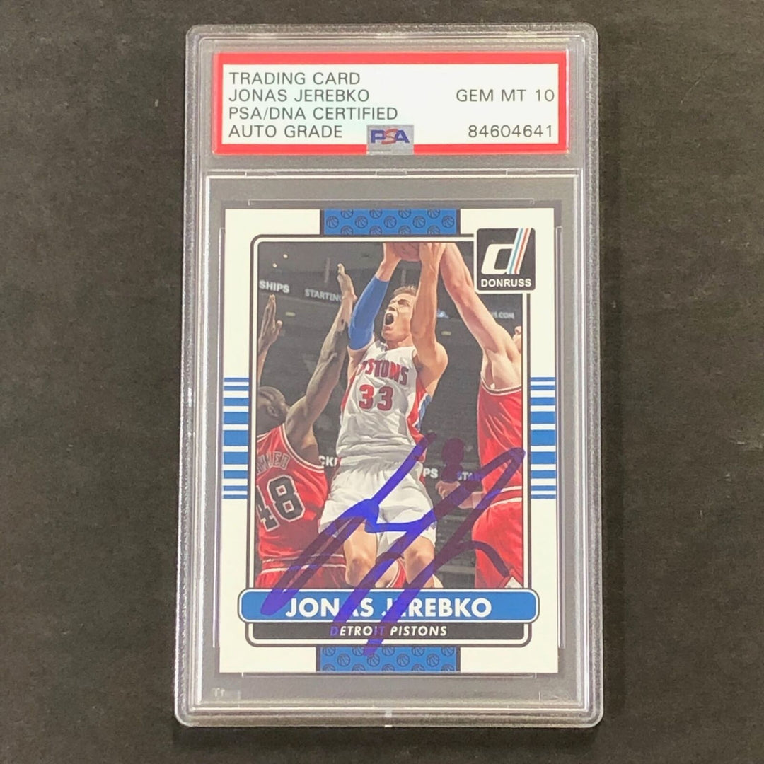 2014-15 Donruss Basketball #116 Jonas Jerebko Signed Card AUTO 10 PSA Slabbed Pi Image 1