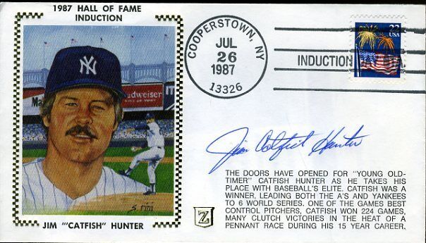 Jim Catfish Hunter Signed Jsa Certed 1987 Fdc Authentic Autograph Image 1