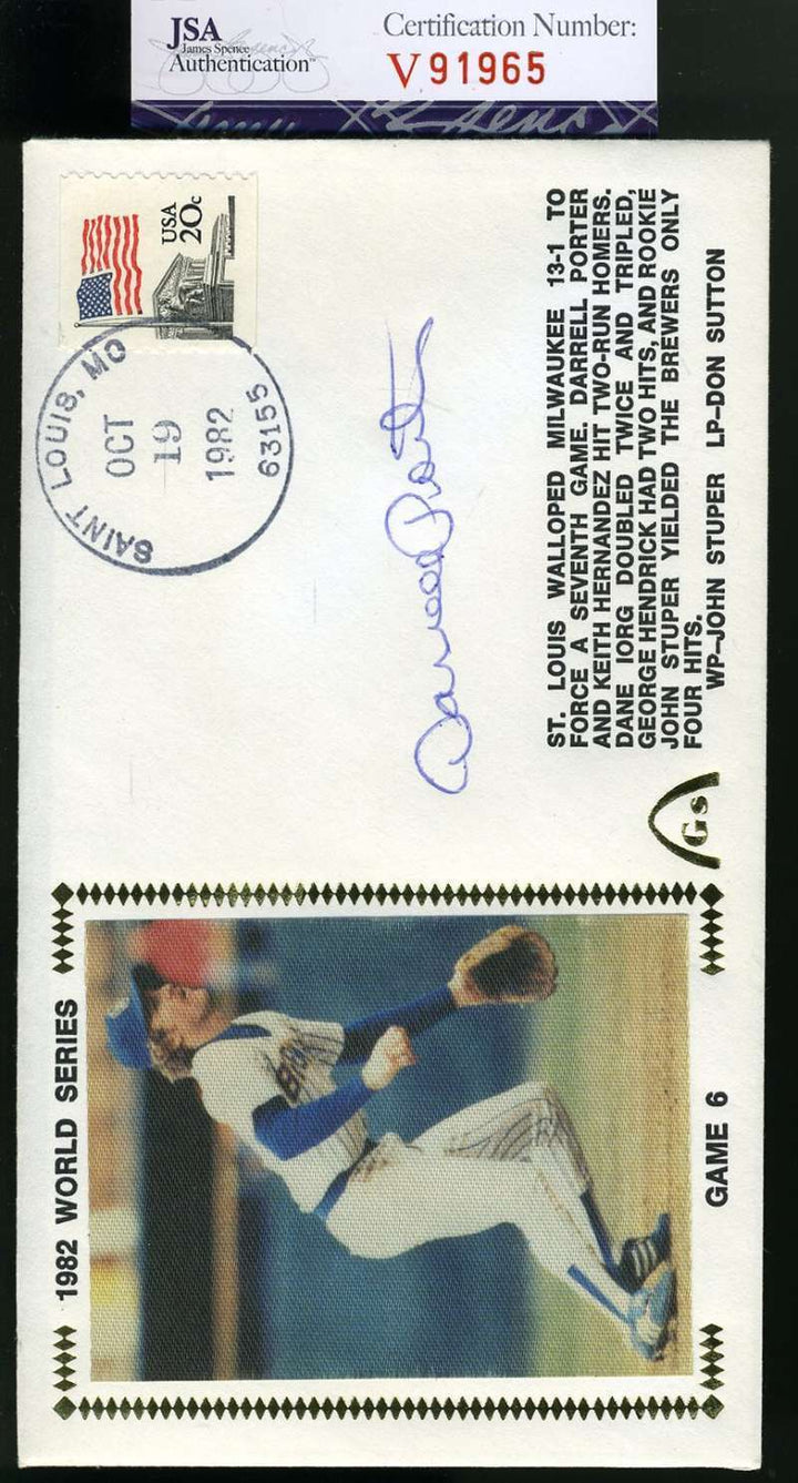 Darrell Porter Jsa Coa Autographed 1982 Ws Fdc Hand Signed Authentic Image 1