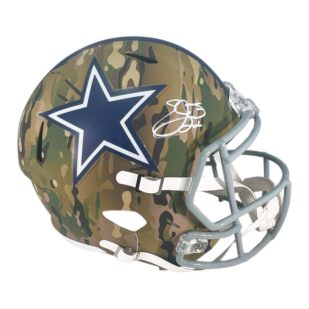 Emmitt Smith Signed Dallas Cowboys Camo Speed Full-Size Replica Football Helmet Image 1