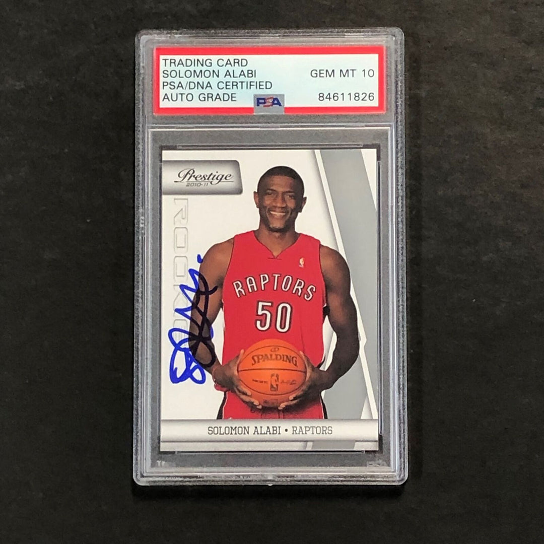 2010-11 Panini Prestige #200 Solomon Alabi Signed Card AUTO 10 PSA Slabbed Rapto Image 1