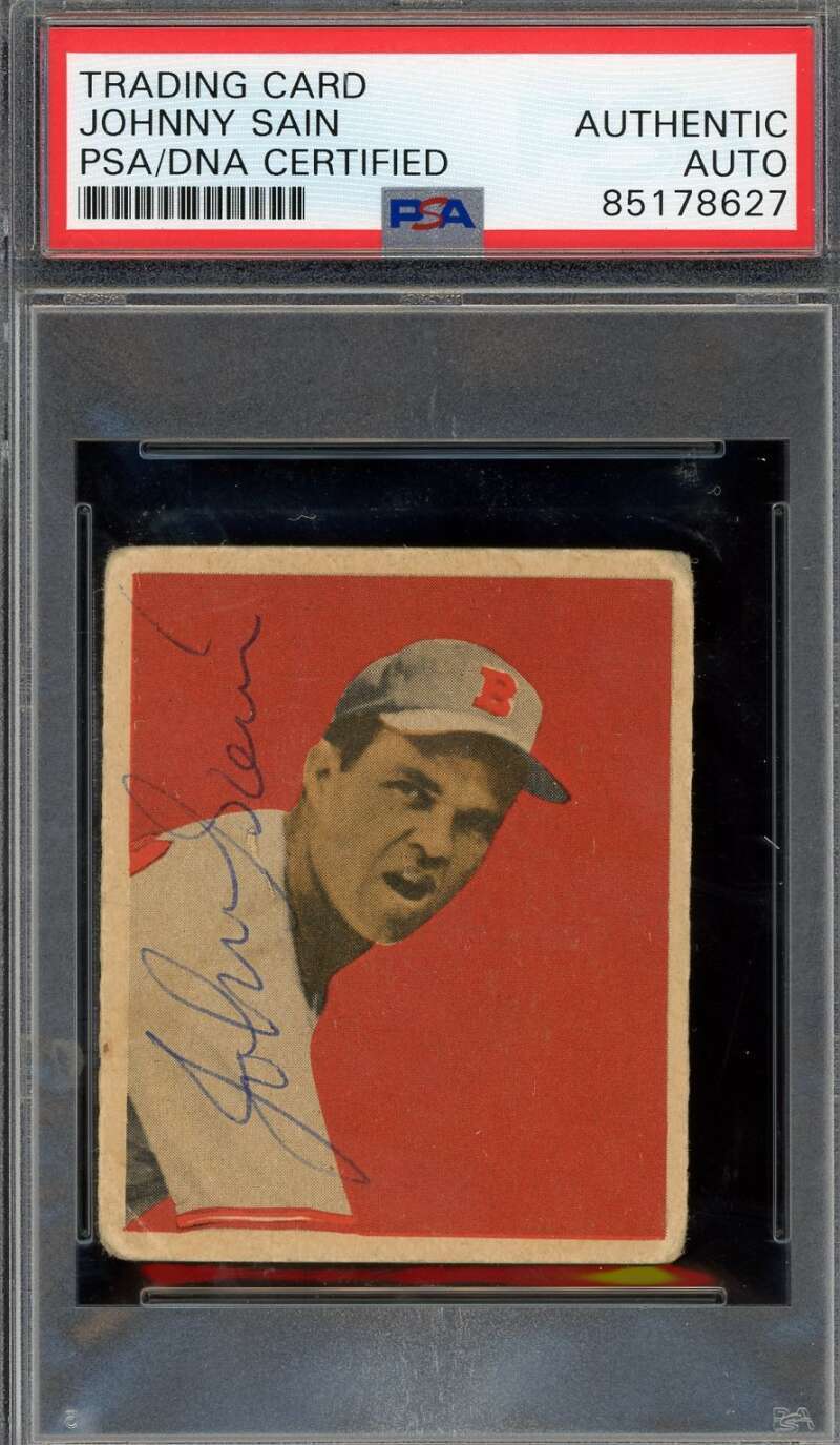 Johnny Sain PSA DNA Signed 1949 Bowman Autograph Image 1