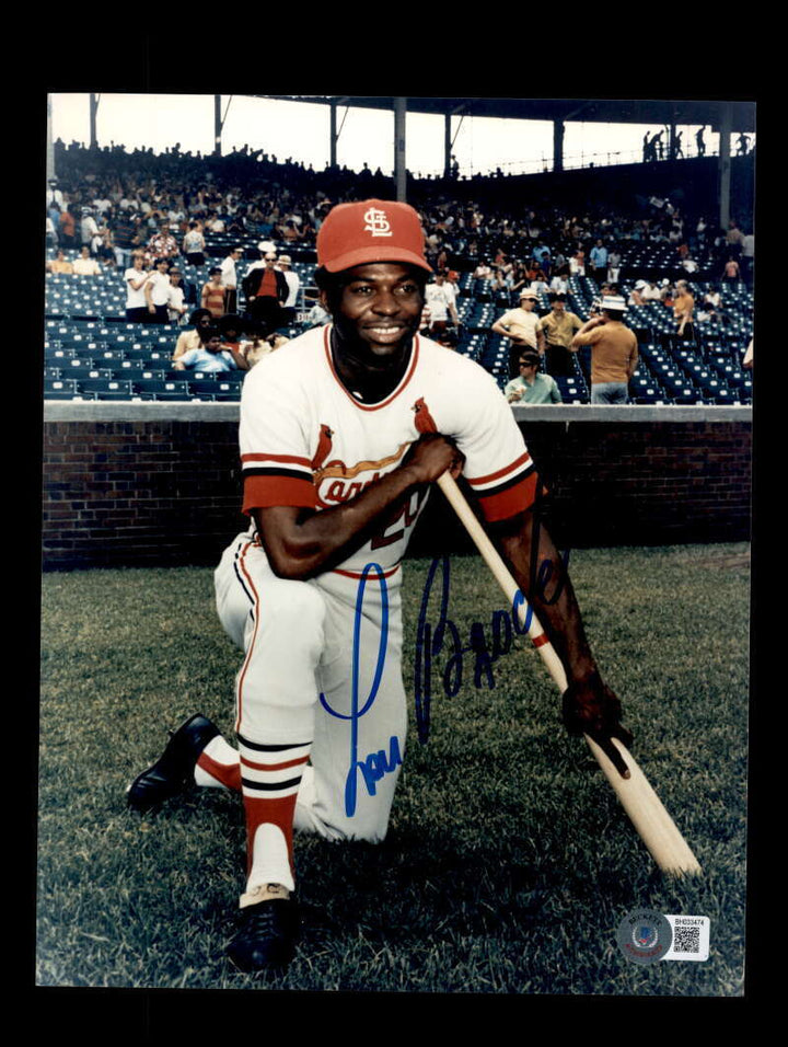 Lou Brock Beckett Coa Signed 8x10 Photo Autograph Image 1