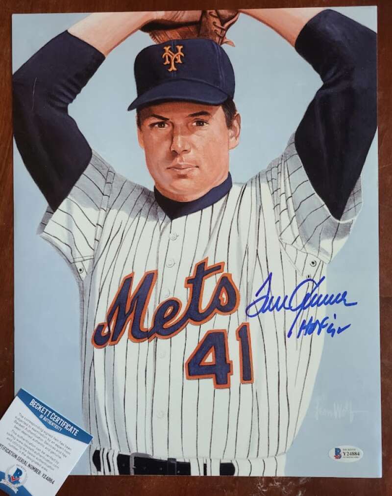 Tom Seaver BAS Beckett Signed  11x14 Photo Autograph Mets Image 1