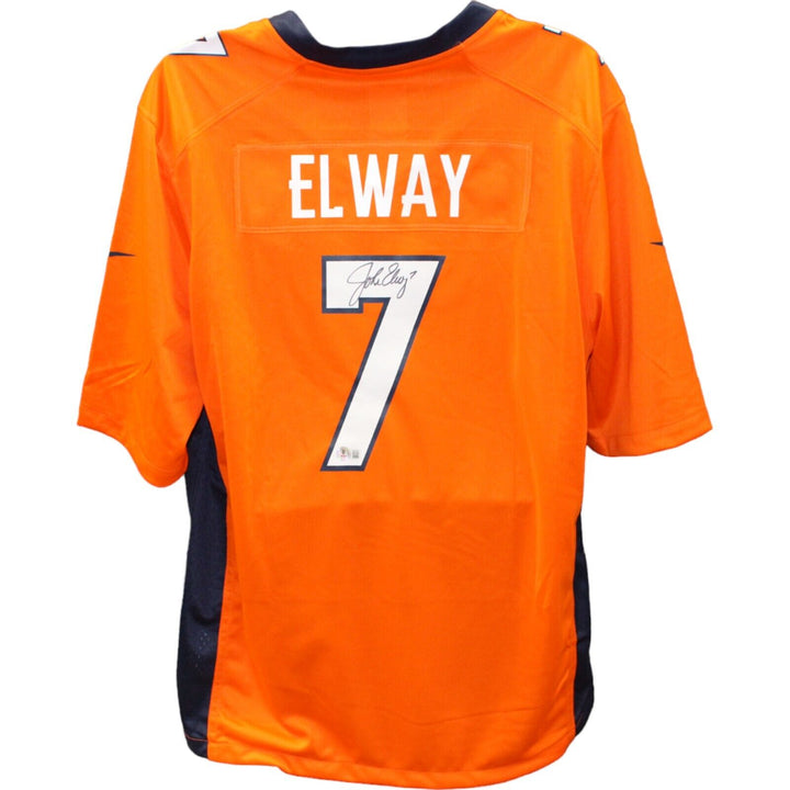 John Elway Autographed Denver Broncos Orange Nike Jersey Beckett 45791 Image 1