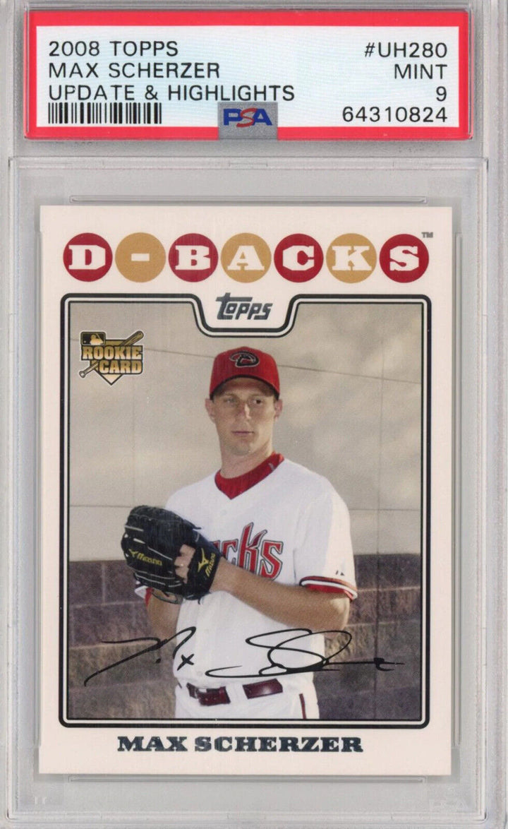 Graded 2008 Topps Update & Highlights Max Scherzer #UH280 Rookie RC Card PSA 9 Image 1